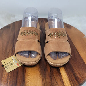 Spenco Brown Leather Studded Adjustable Comfort Summer Sandals 6B NWT
